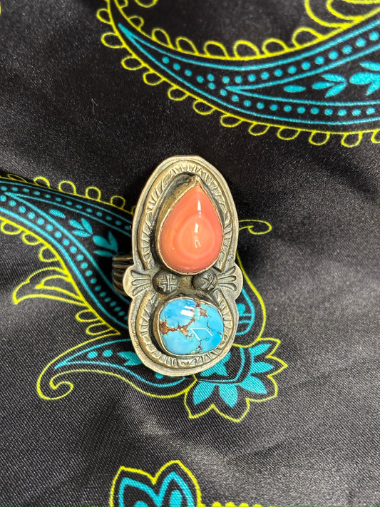 Pink Conch and Golden Hills Ring