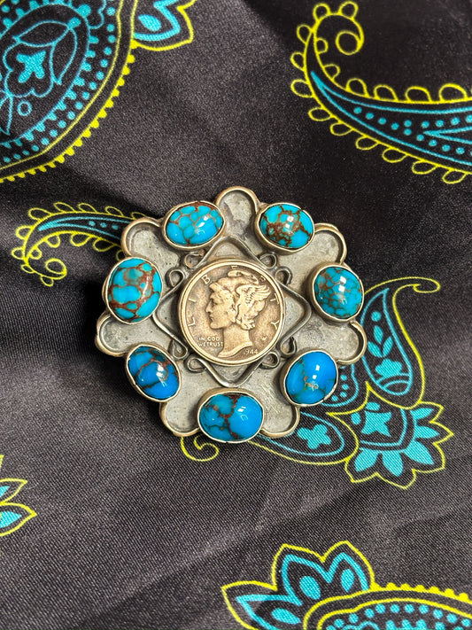 Mercury Dime and Egyptian Turquoise Ring
