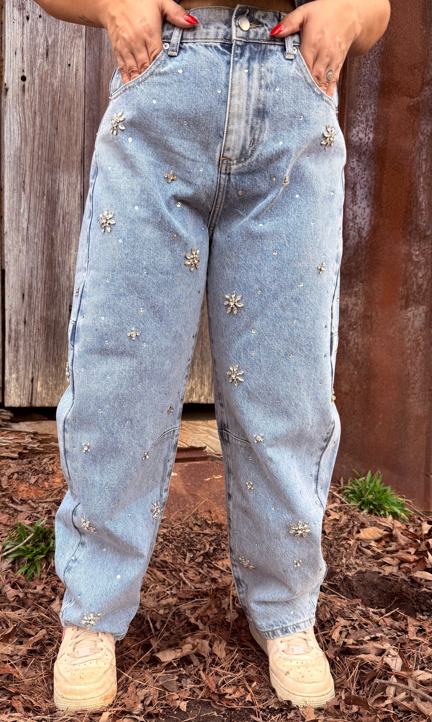 Rhinestone and Denim Jeans